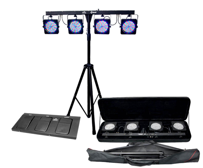 CHAUVET 4BAR 4 BAR DMX LED Stage Wash Light System w/ Tripod, Case & Footswitch