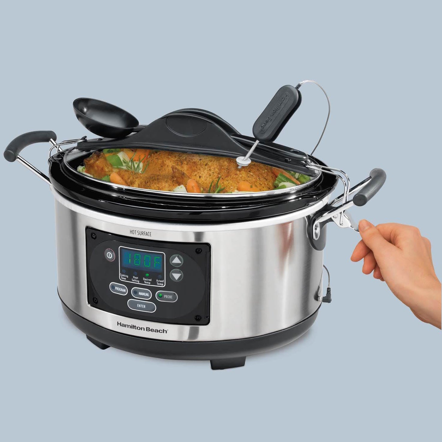 Hamilton Beach Set n' Forget 6 Qt Programmable Slow Cooker & 175 Recipe Cookbook