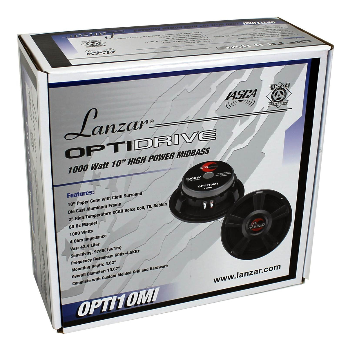 New Lanzar OPTI10MI 10" 1000 Watt 4-Ohm High Power Mid Bass Car Audio Speaker