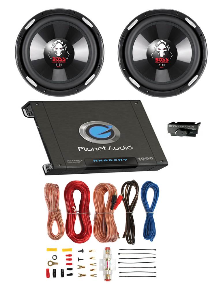 2 BOSS P106DVC 10" 4200W Car Subwoofers Subs + 1000W 2-Ch Amp + 8 Gauge Amp Kit