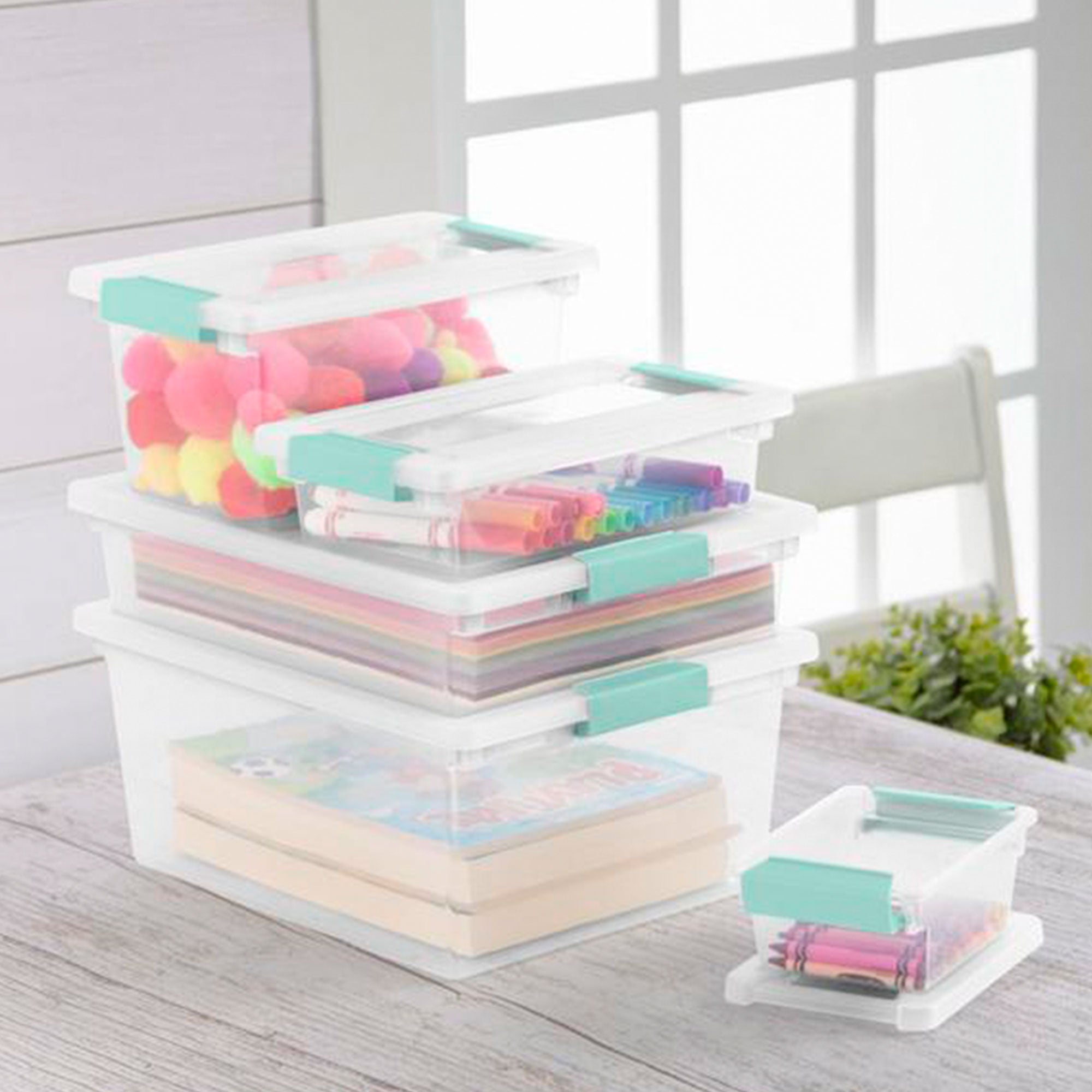 Sterilite Medium Clip Box Clear Storage Tote Container (Open Box)