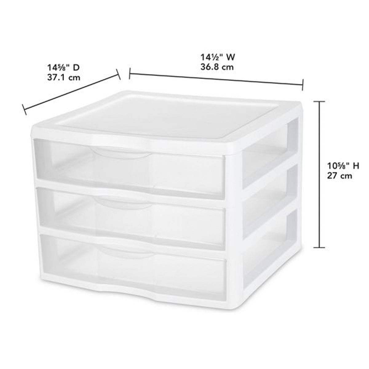New Sterilite White & Clear Portable Countertop 3-Drawer Desktop Storage Unit (Used)