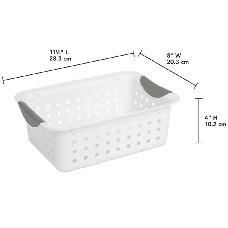 Sterilite White Small Ultra Basket Durable Plastic Storage Organizer, (12 Pack)