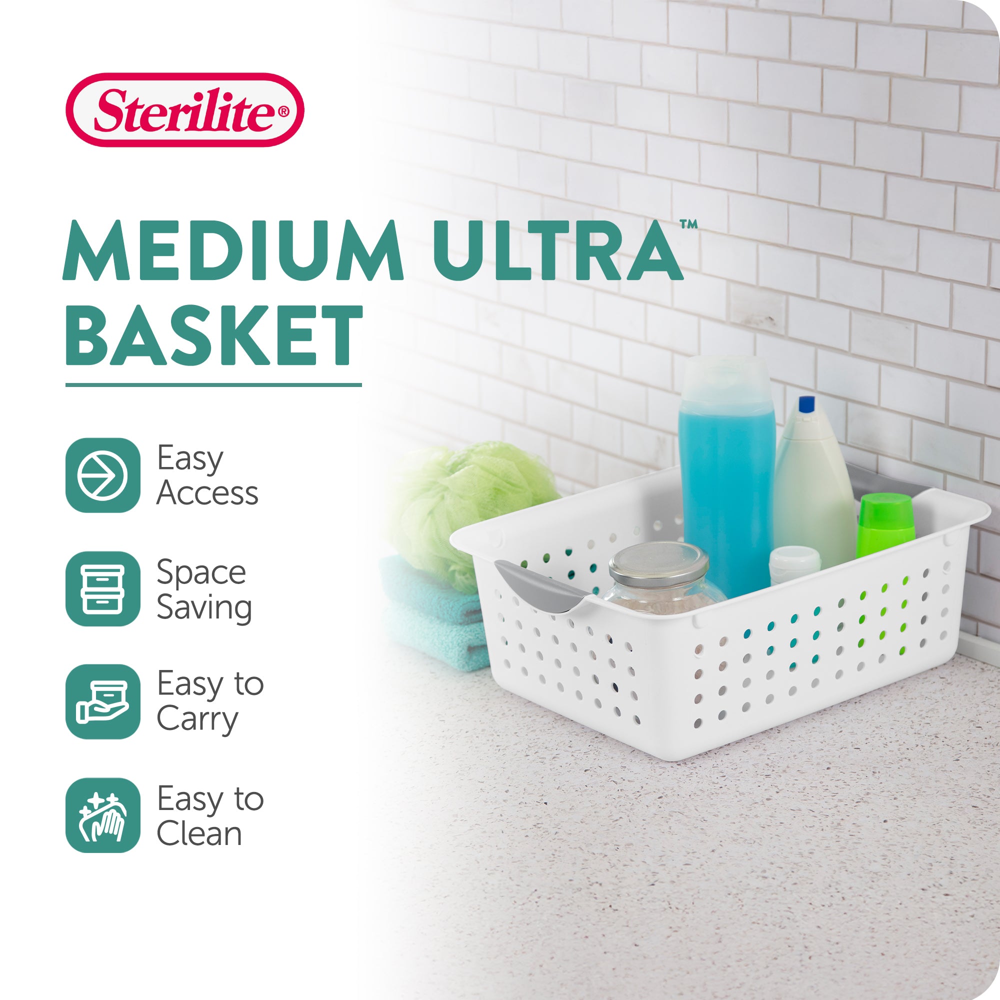 Sterilite Medium Ultra Plastic Storage Baskets, White (Open Box) (6 Pack)
