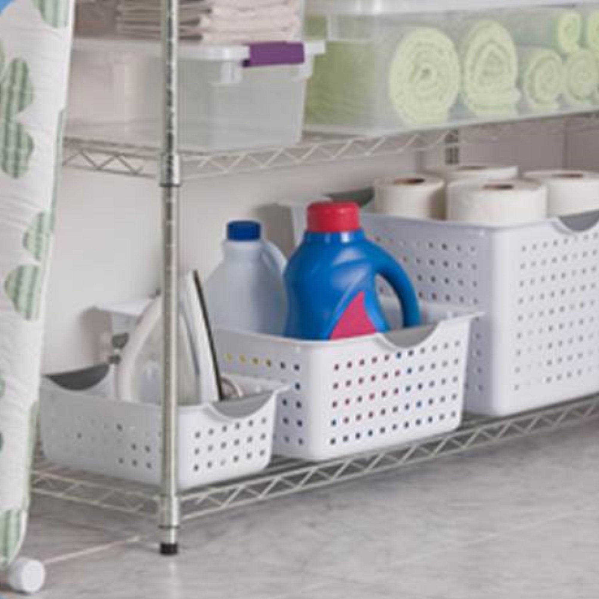 Sterilite Large Ultra Plastic Storage Bin Baskets with Handles, White, 30 Pack