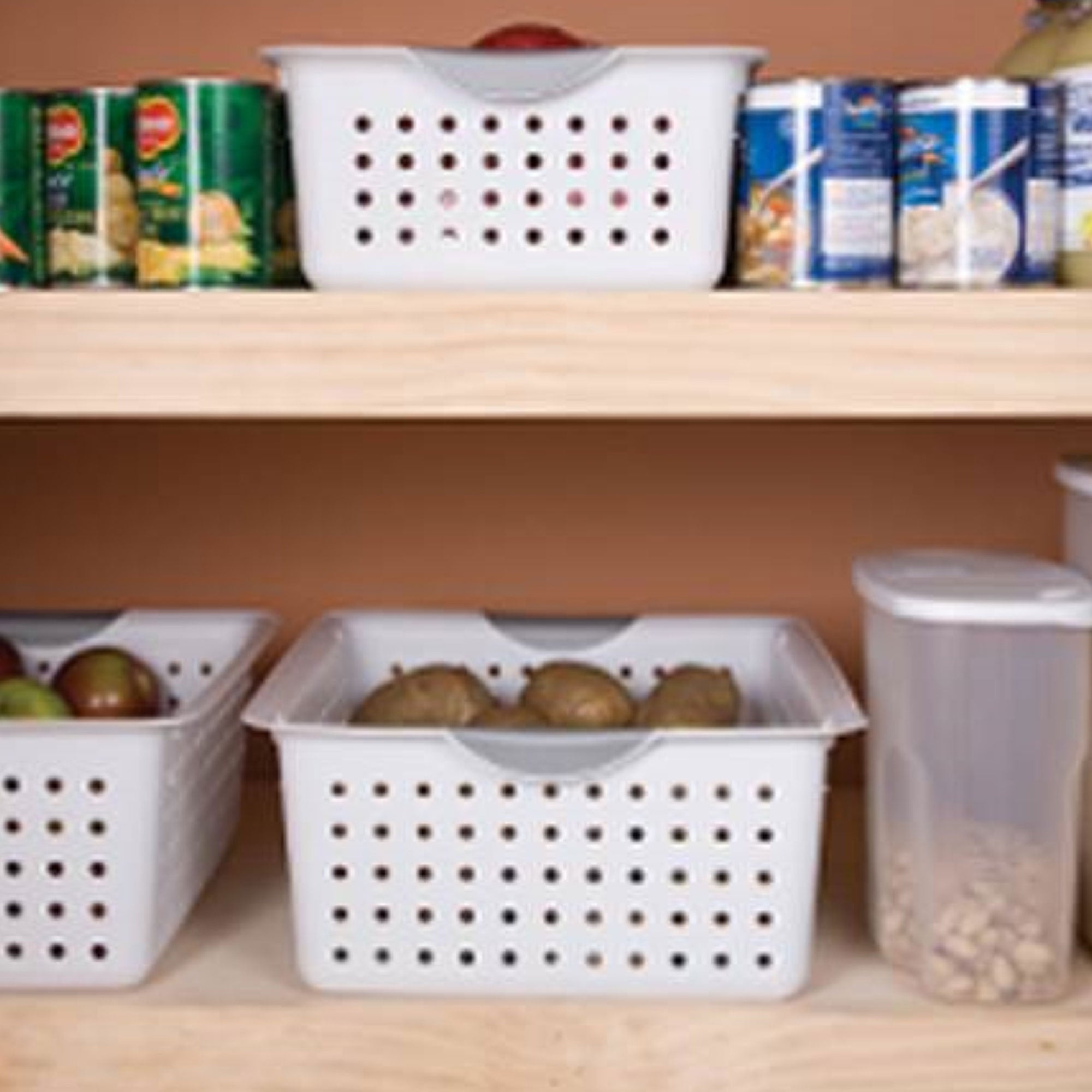 Sterilite Large Ultra Plastic Storage Bin Baskets with Handles, White, 30 Pack