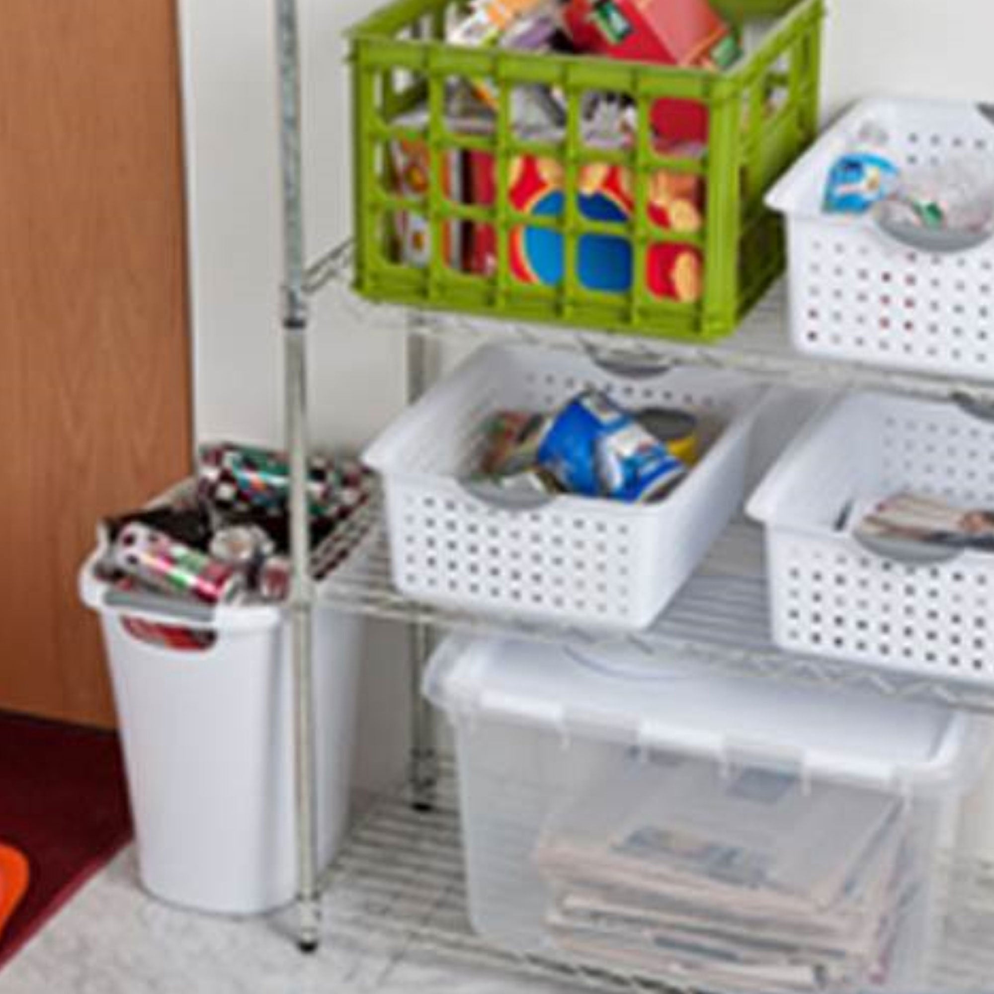 Sterilite Large Ultra Plastic Storage Bin Baskets with Handles, White, 42 Pack