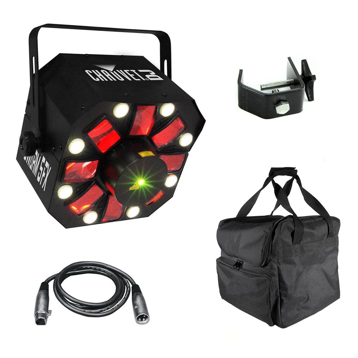 Chauvet SWARM 5 FX RGBAW LED DJ Derby Light + Travel Bag + Cable + Clamp