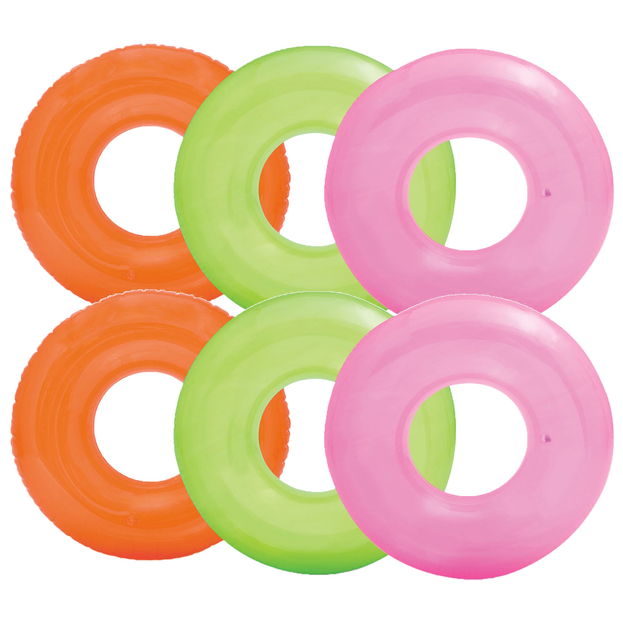 Intex Colorful Transparent Inflatable Swimming Pool Tube Raft (6-Pack) | 59260EP - VMInnovations