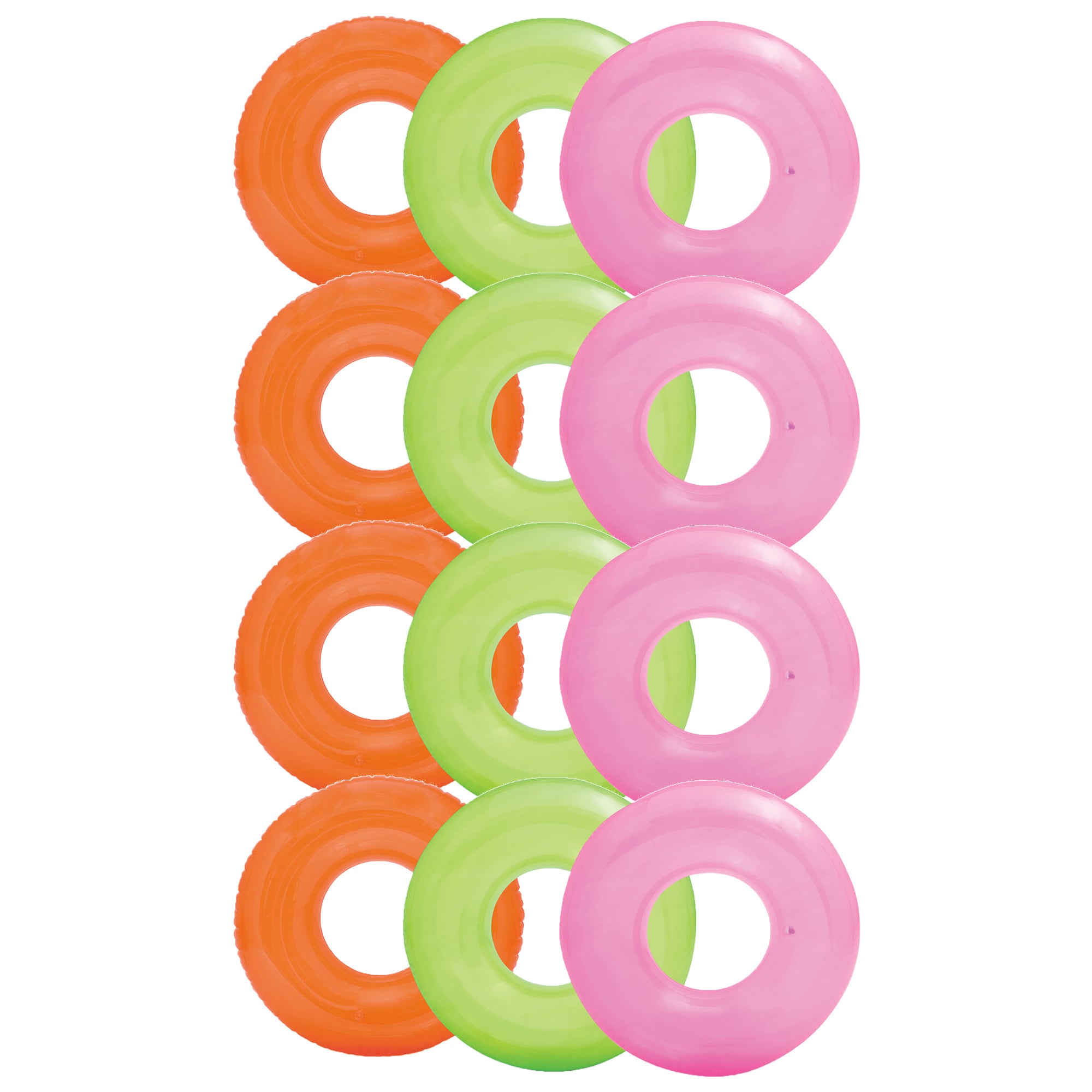 Intex Colorful Transparent Inflatable Swimming Pool Tube Raft (12-Pack)| 59260EP