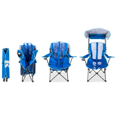 Kelsyus Premium Camping Folding Lawn Chair w/ Canopy, Navy (Open Box) (3 Pack)
