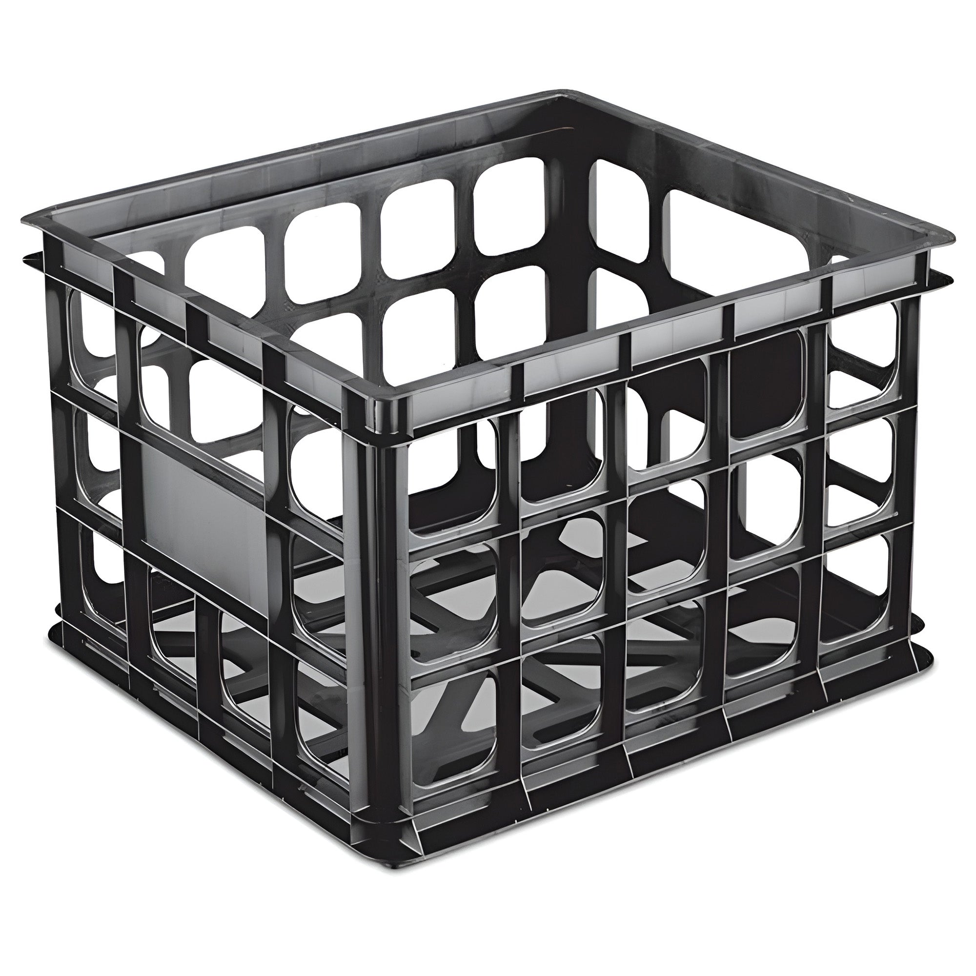 Sterilite Storage Crate, Stackable Plastic Bin Open Basket with Handles, 12 Pack