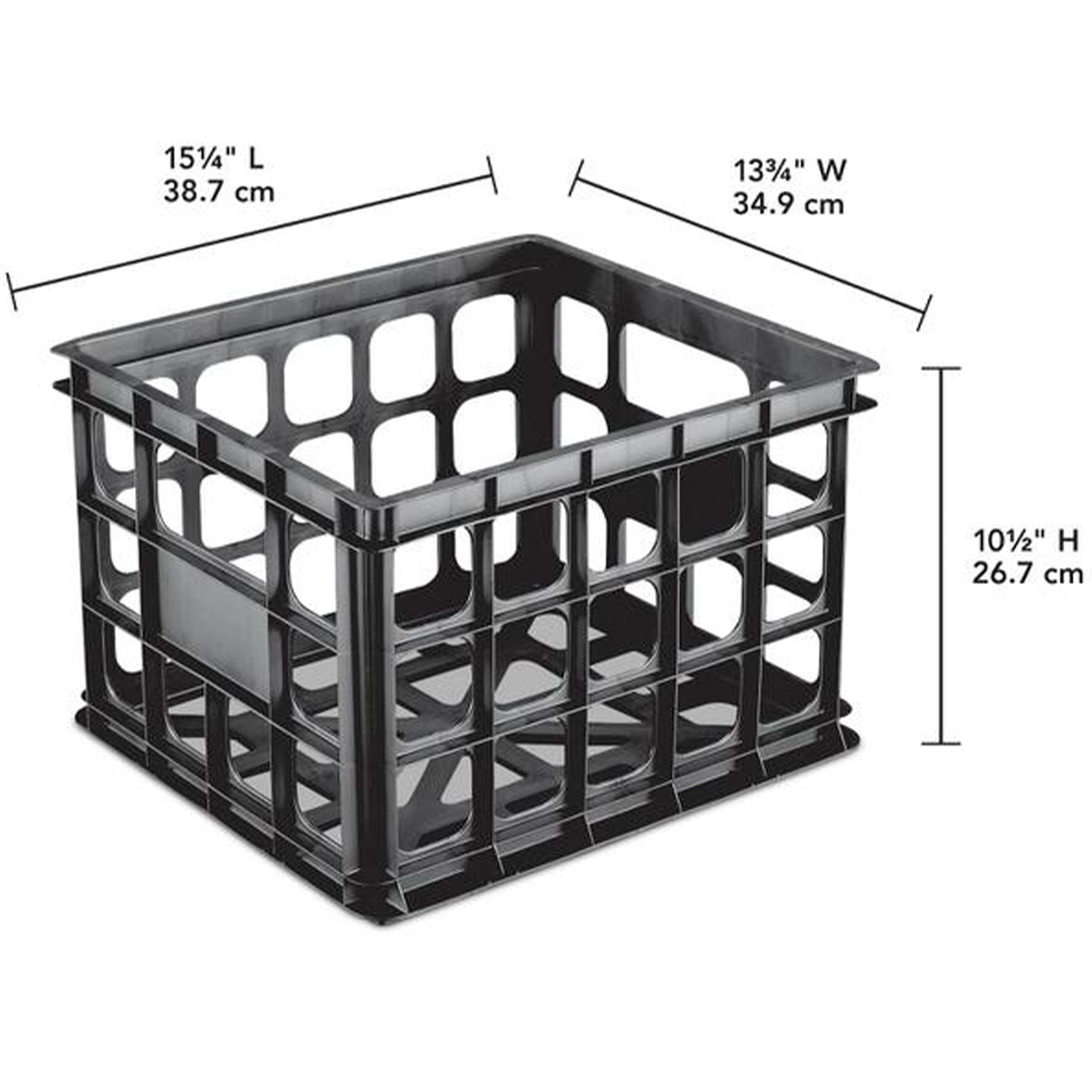 Sterilite Storage Crate, Stackable Plastic Bin Open Basket with Handles, 12 Pack