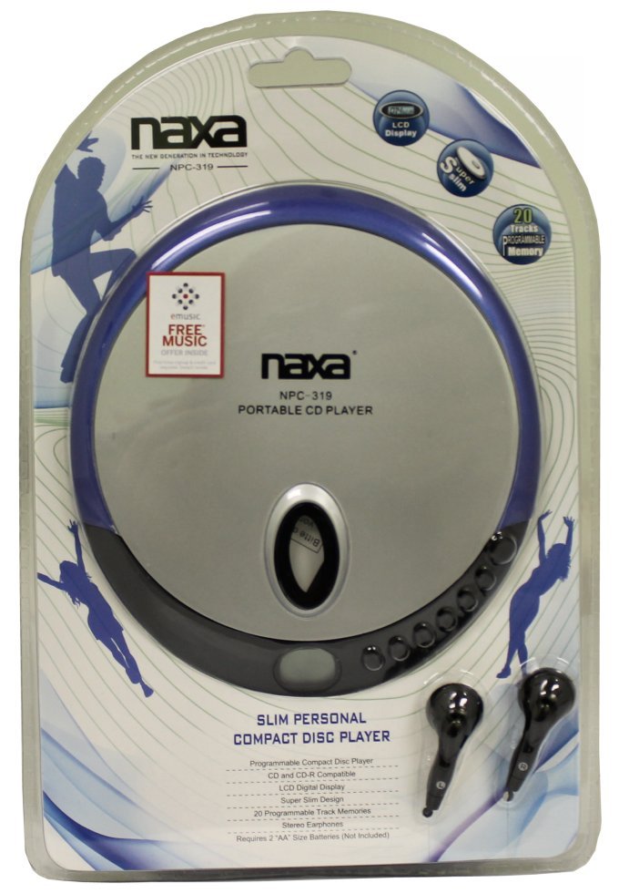 Naxa NX-319 Portable CD Player w/ Earbuds Blue NPC-319