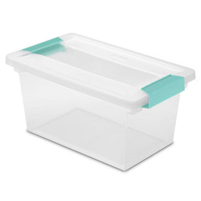 Sterilite Plastic Medium Clip Storage Box Container with Latching Lid, 4 Pack
