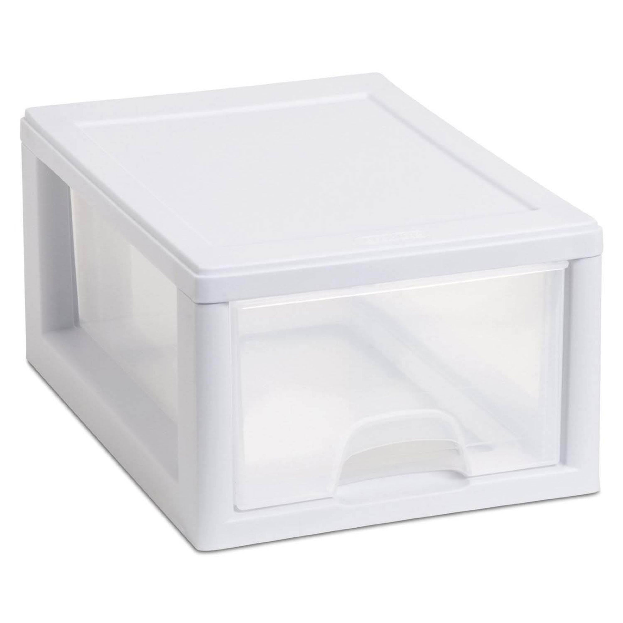 Sterilite 20518006 Stackable Small Drawer White Frame & See-Through (12 Pack) - VMInnovations