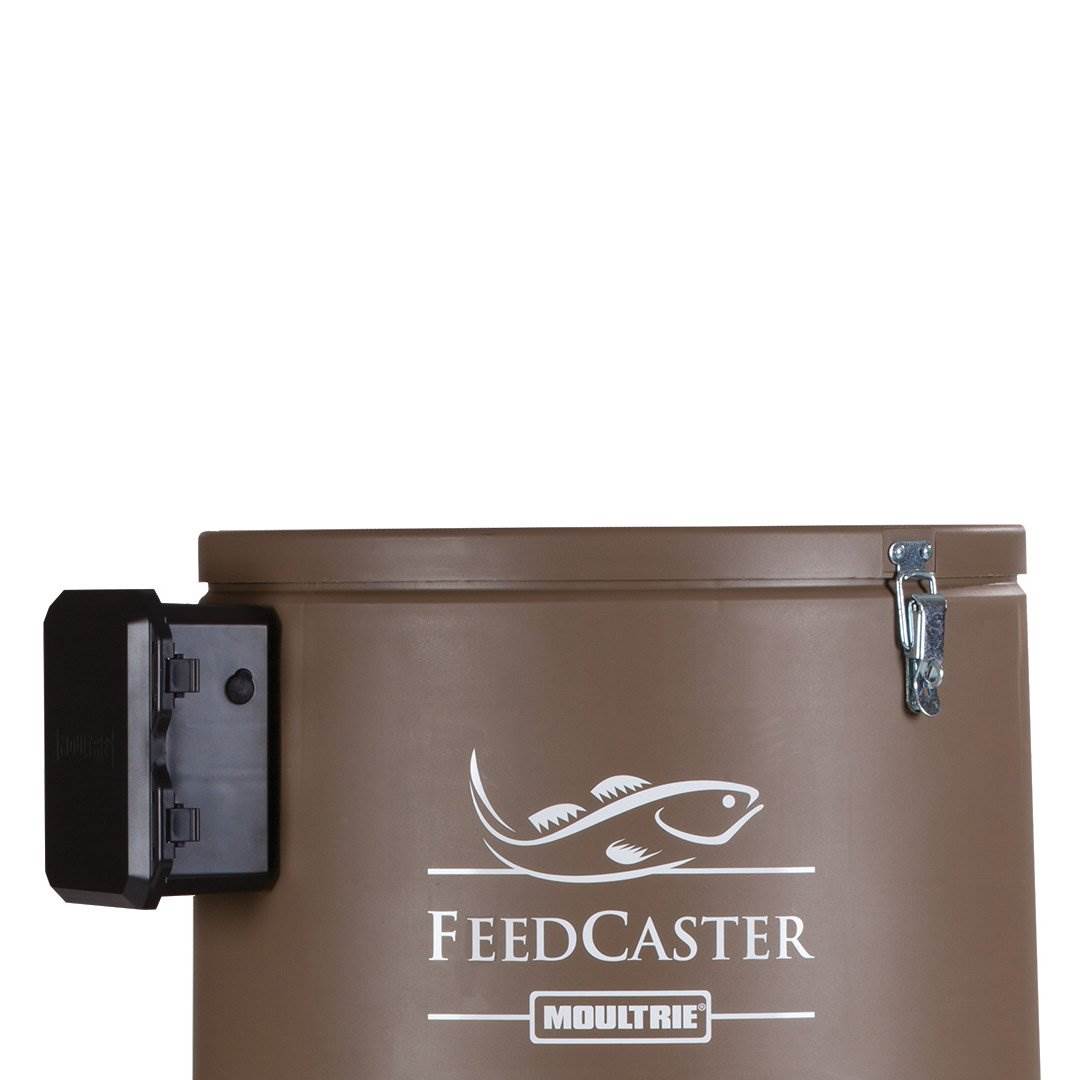 MOULTRIE 30 Gallon Feedcaster Pro Tripod Fish Feeder + 6 Volt Battery & Charger