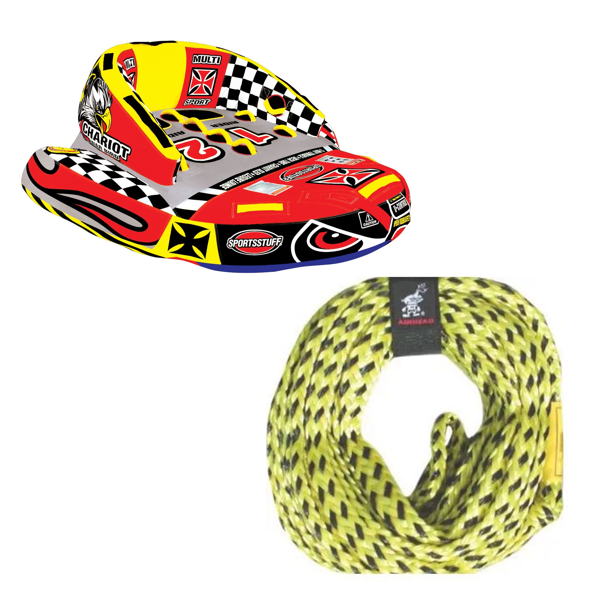 Sportsstuff Chariot Warbird 2 Rider Towable Tube & Airhead 60-foot Tow Rope