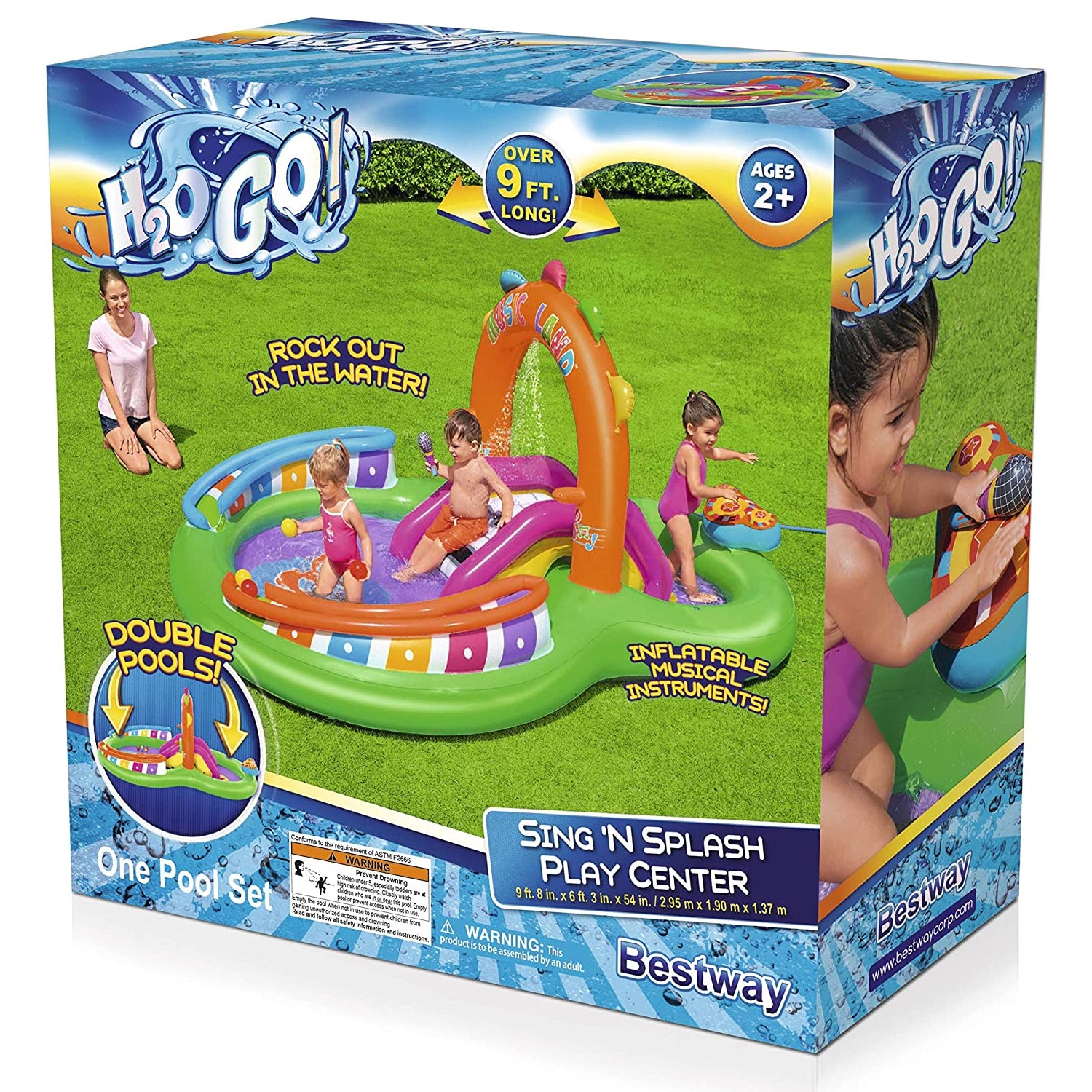 Bestway H2O GO Sing N Splash Inflatable PVC Backyard Pool Game Center (Open Box) - VMInnovations