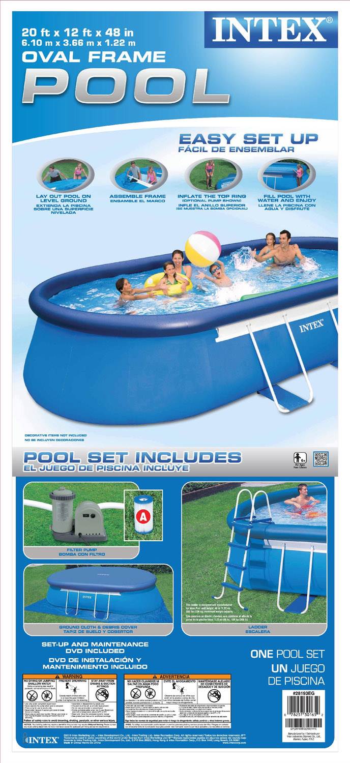 Intex 20ft x 48in Oval Frame Pool Set w/ 1500 GPH Filter Pump & V-TRAP Vac