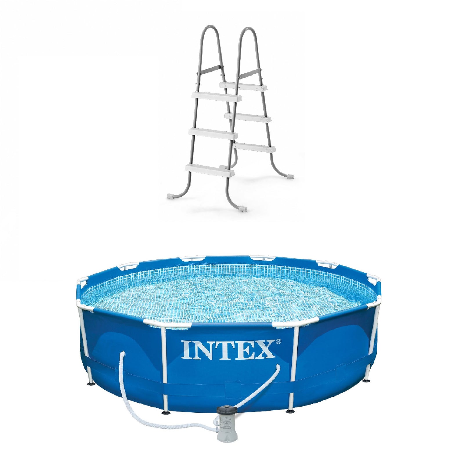Intex Above-Ground Pool Ladder w/ Intex 10 x 2.5-Foot Pool Set with Filter Pump - VMInnovations