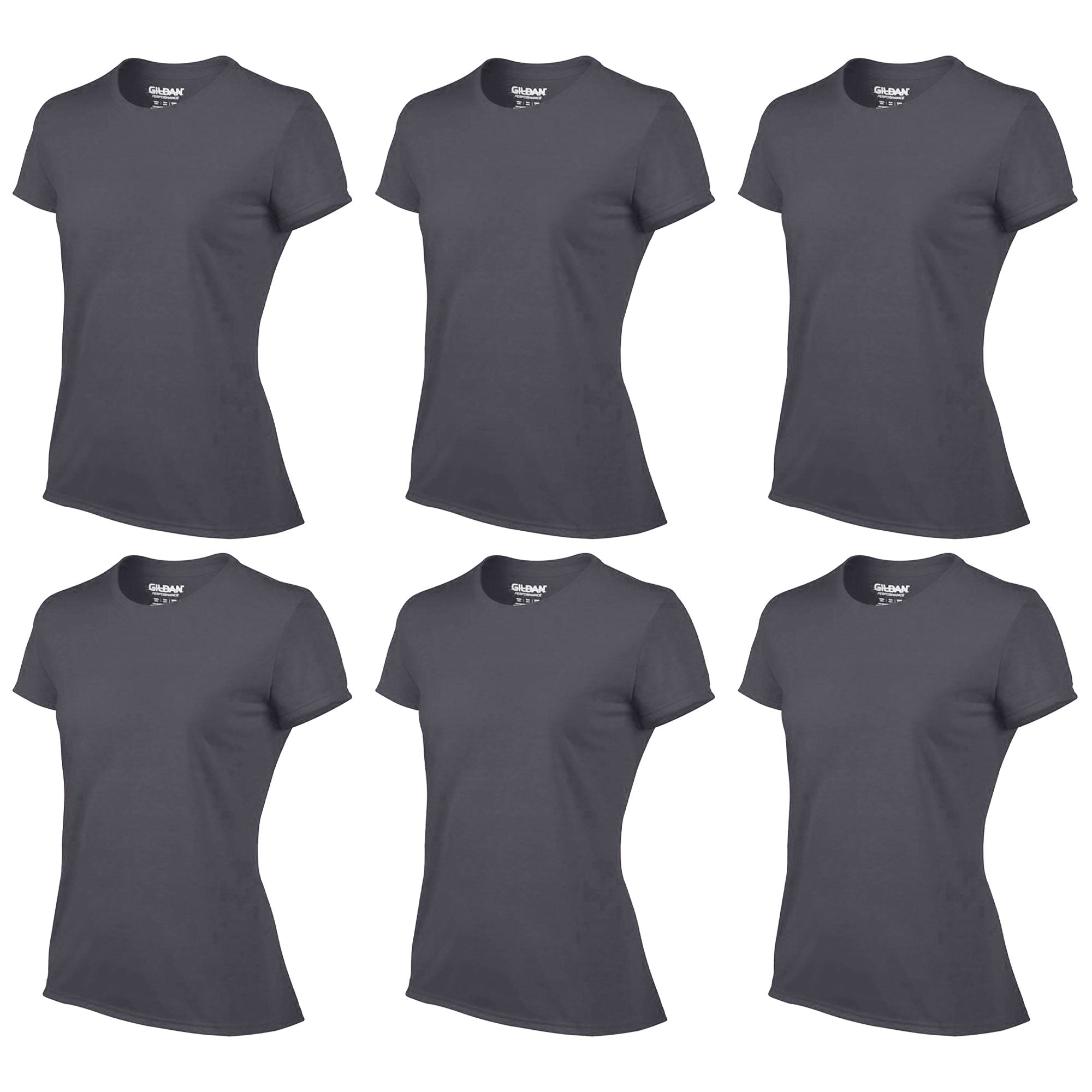 Gildan Missy Fit Womens X-Small Adult Short Sleeve T-Shirt, Charcoal (6 Pack) - VMInnovations