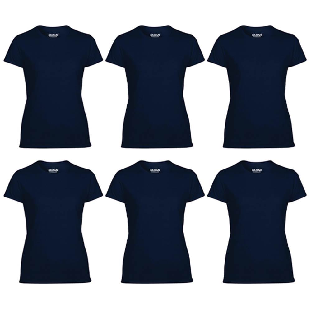 Gildan Missy Fit Women's Small Adult Short Sleeve T-Shirt, Navy (6 Pack) - VMInnovations