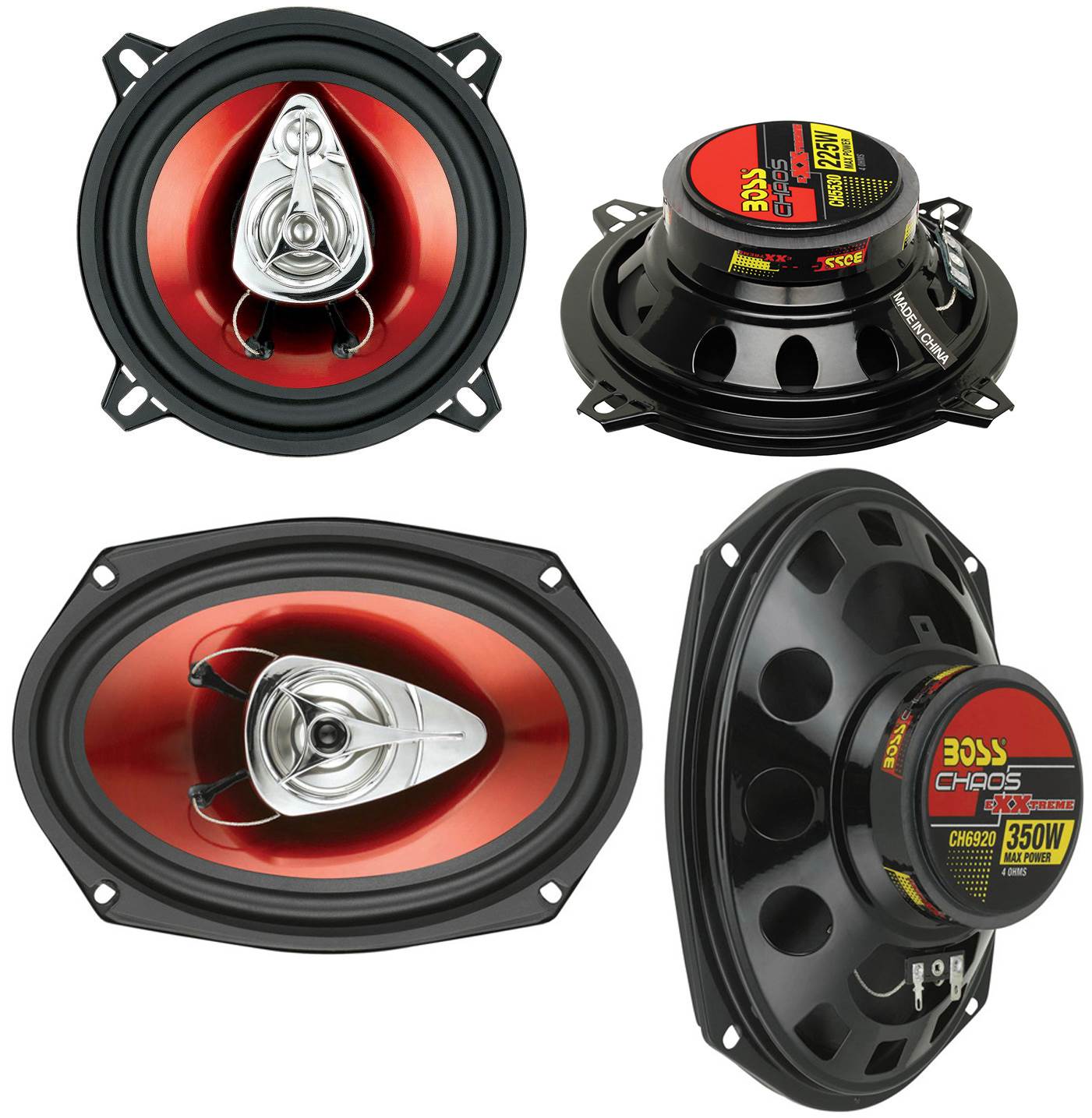 2) BOSS CH5530 5.25" 3-Way 225W + Boss CH6920 6x9" 2-Way 350W Car Audio Speakers
