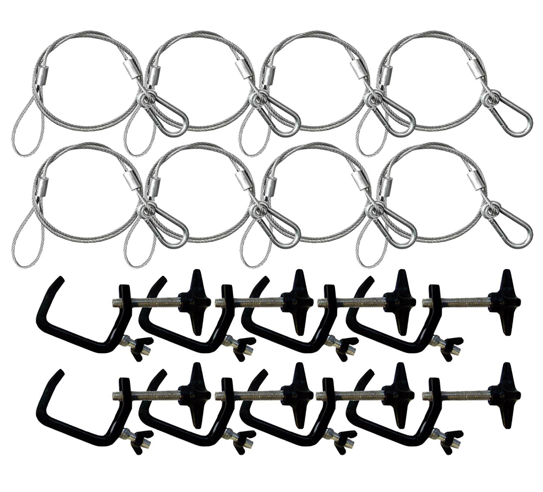 (8) Chauvet CH-05 31" Safety Clamp Cable Wires + (8) CLP-03 6" Lighting C-Clamps