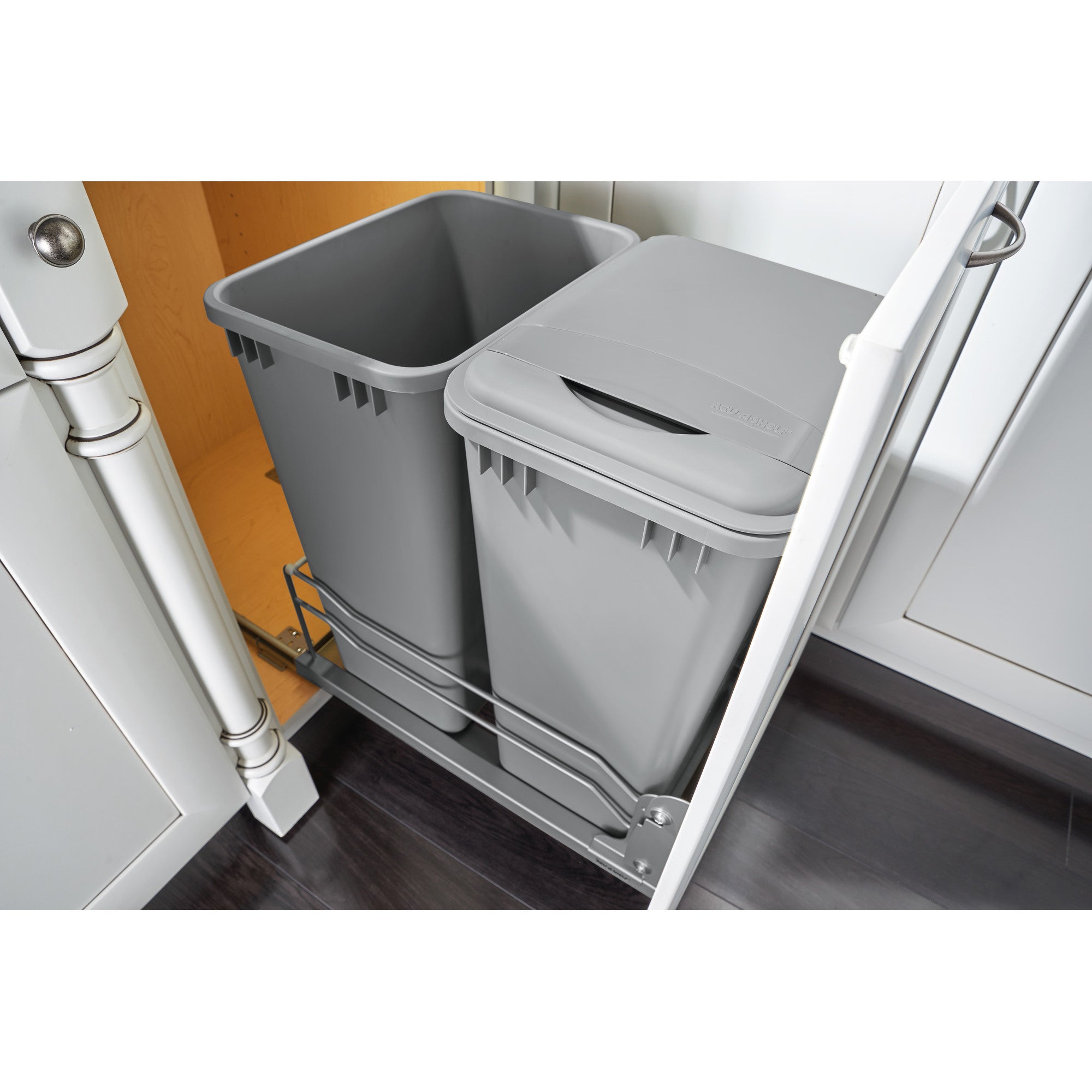 Rev-A-Shelf 53WC-2150SCDM-217 Double 50-Qt Pullout Waste Container Gray (2 Pack) - VMInnovations