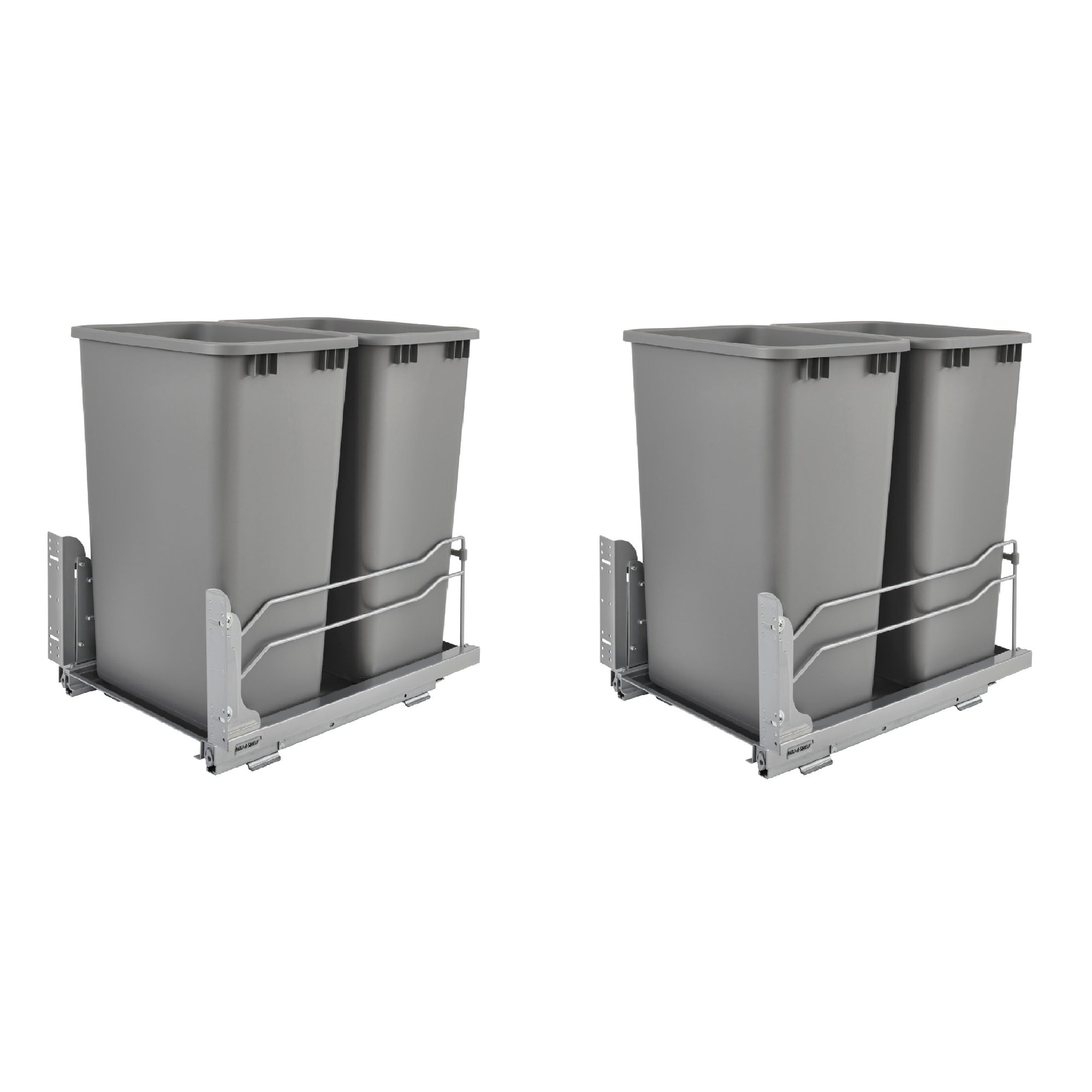 Rev-A-Shelf 53WC-2150SCDM-217 Double 50-Qt Pullout Waste Container Gray (2 Pack) - VMInnovations