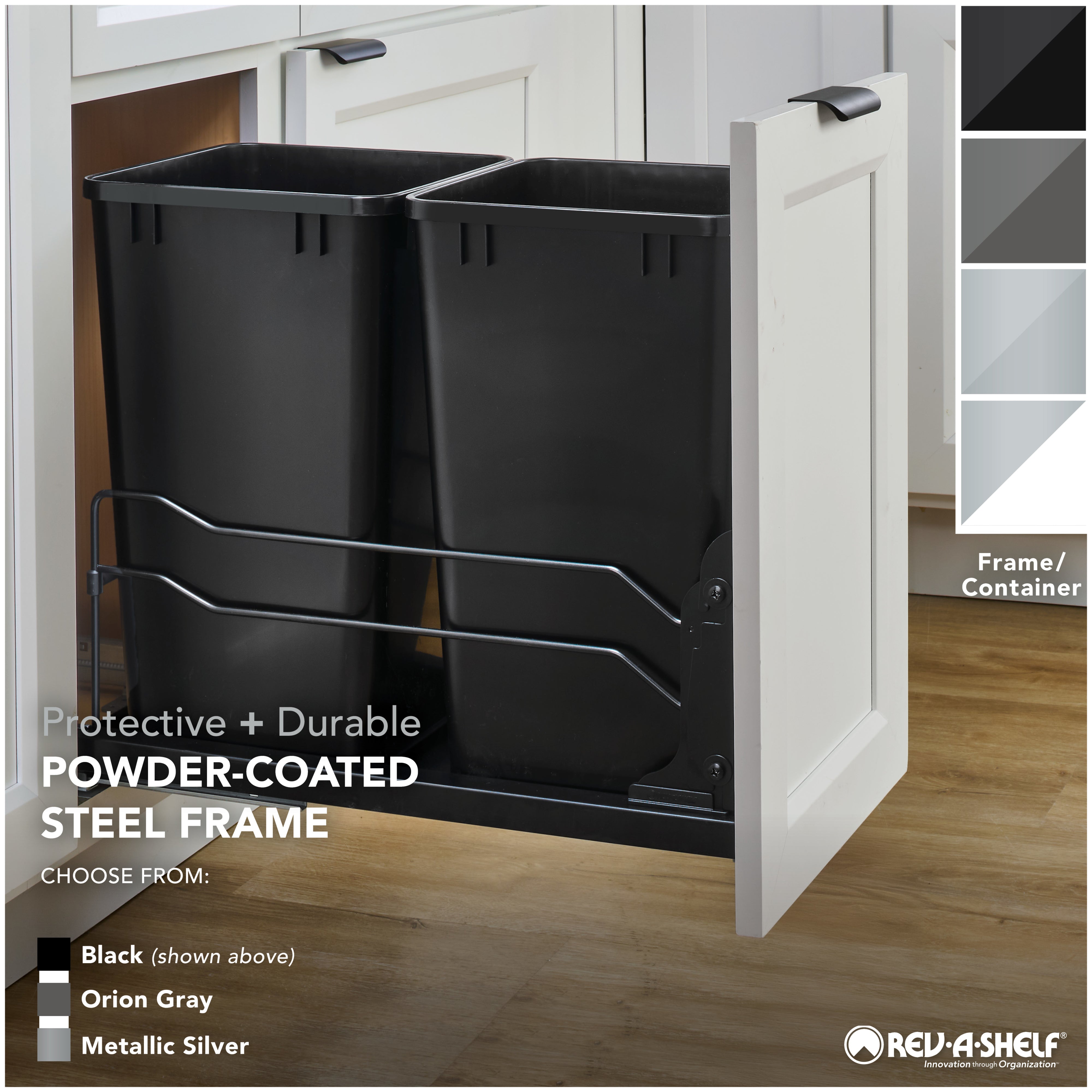 Rev-A-Shelf Double Pullout Kitchen Trash Can 35 qt. Soft-Close 53WC-1835SCDM-218