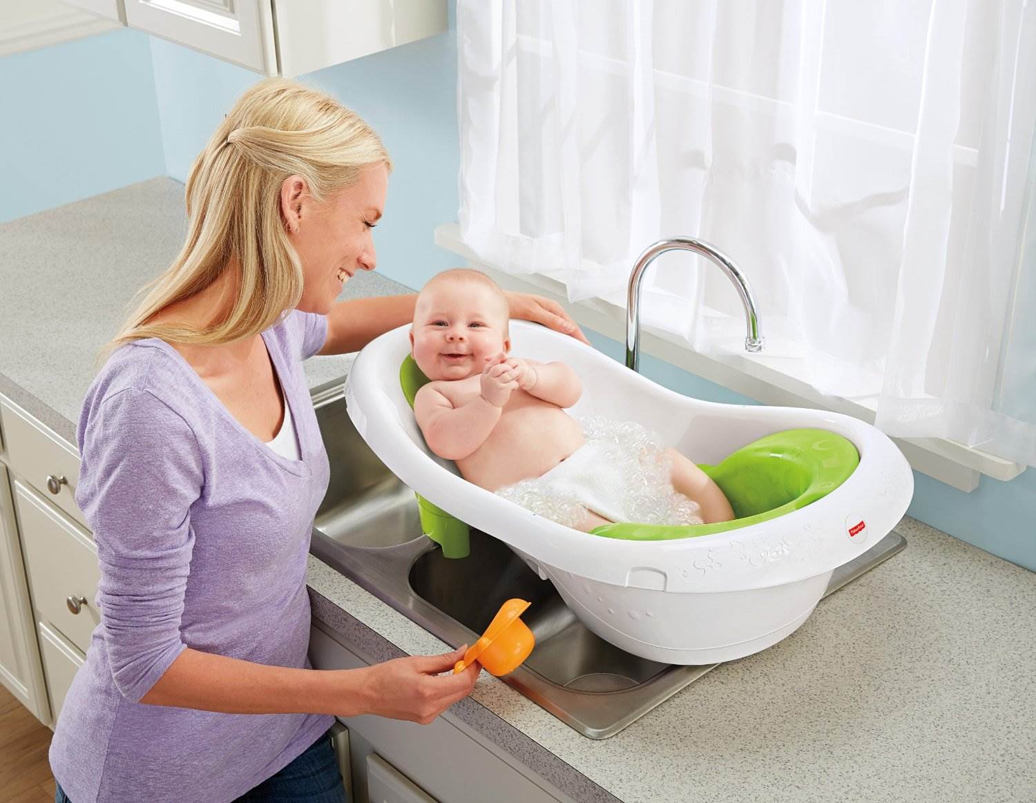Fisher-Price 4-in-1 Grow-with-Me Sling N Seat Baby Bathing Tub | BDY86