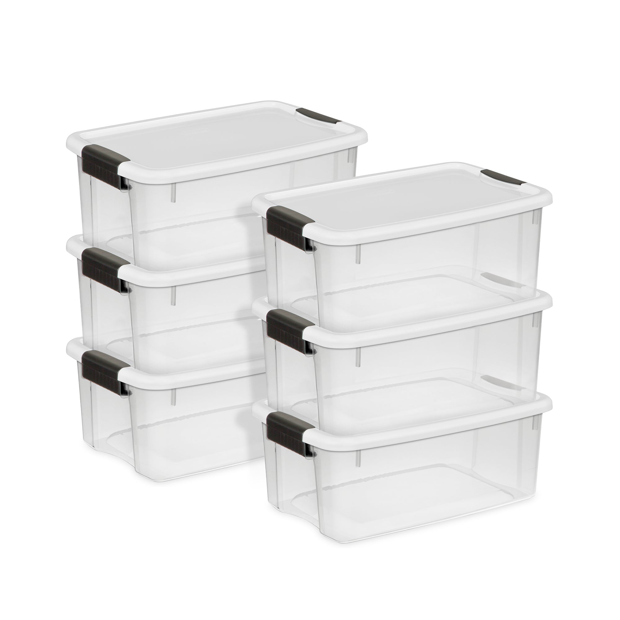 Sterilite Clear 18 Quart Latch Storage Box w/ White Lid (Open Box) (6-Pack)