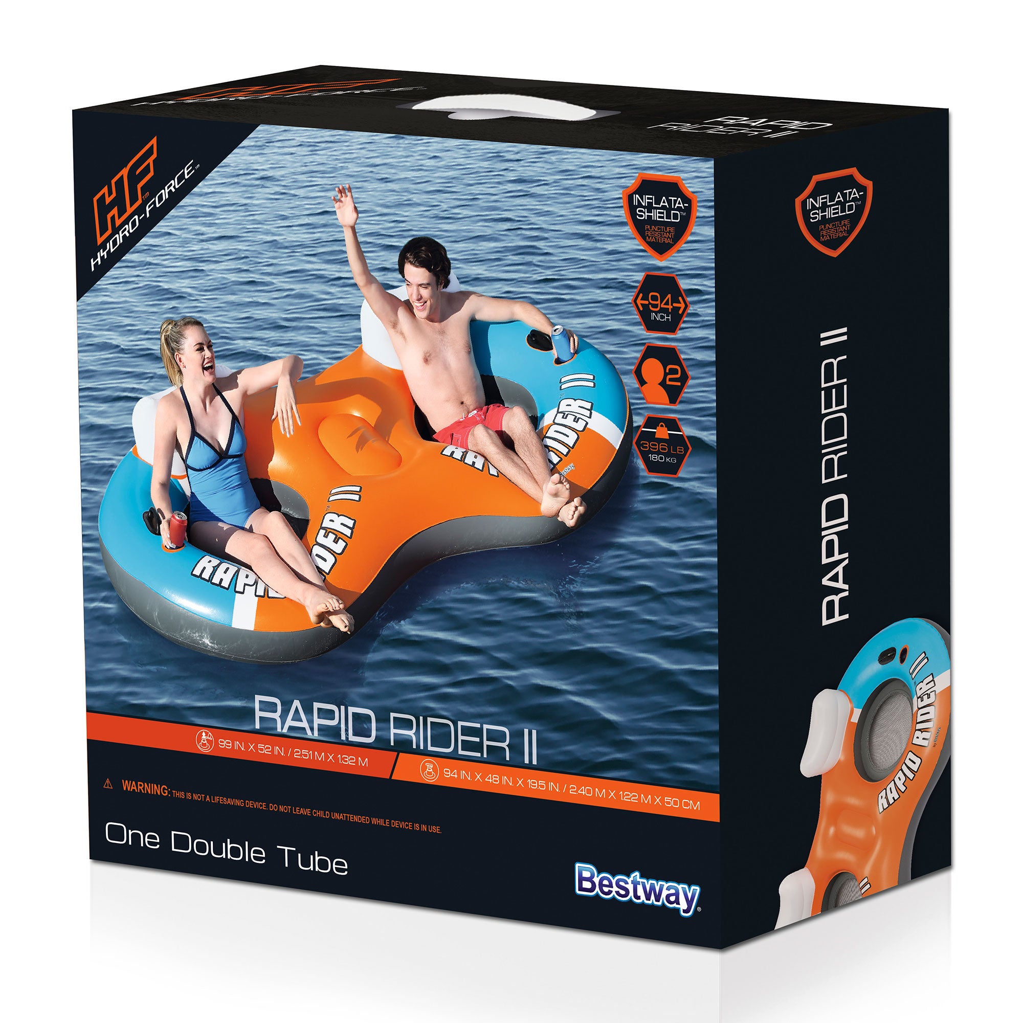 Bestway Rapid Rider Inflatable 2 Person River Raft Tube, Color May Vary (2 Pack)