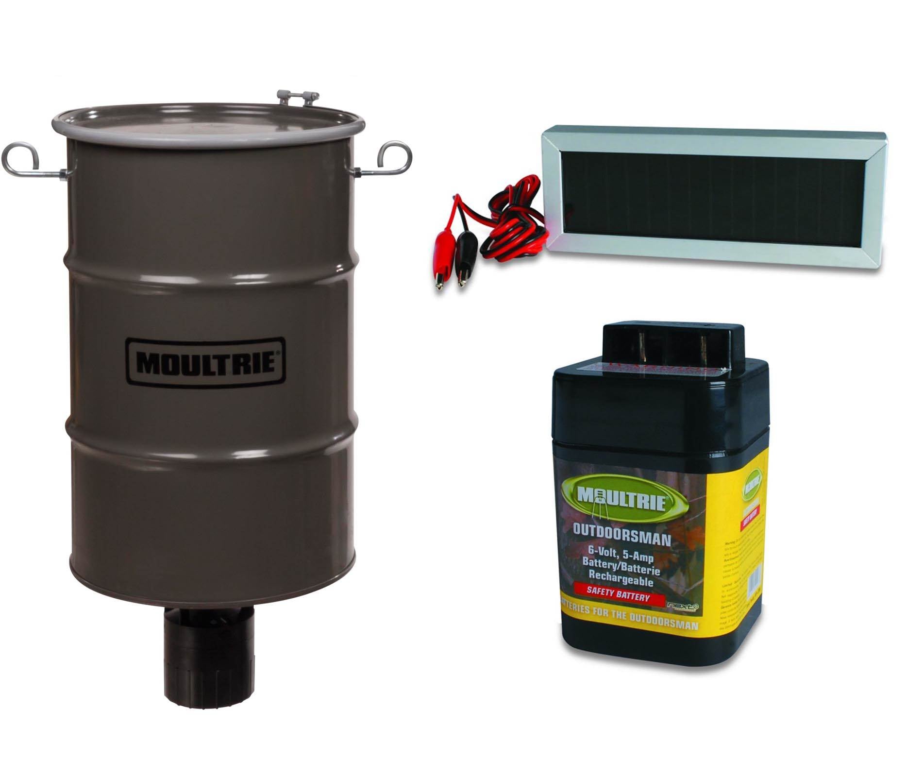 MOULTRIE 30 Gallon Pro-Hunter Hanging Deer Feeder w/ 6V Battery & Solar Panel