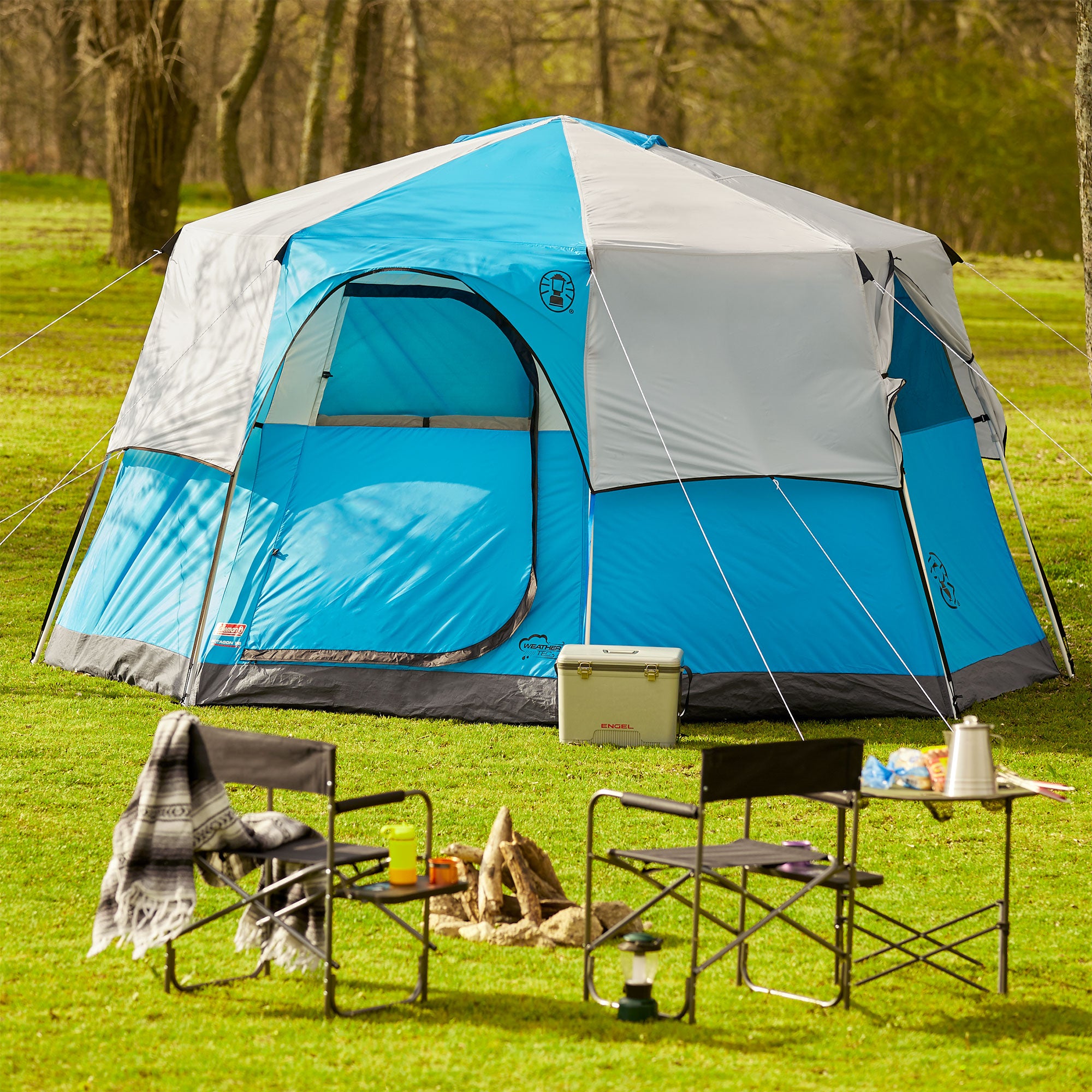 COLEMAN 8 Person 2 Room Octagon 98 Family Camping Tent | 13' x 13' (Open Box)