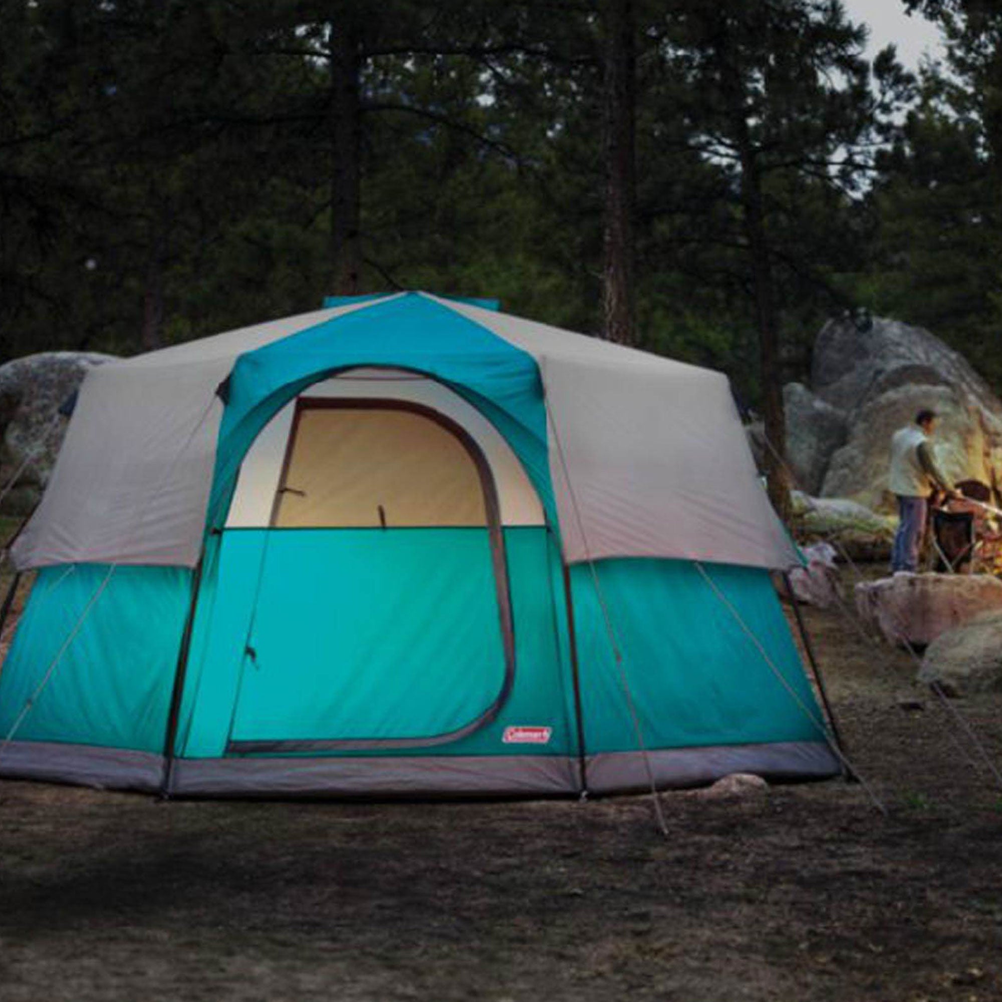 COLEMAN 8 Person 2 Room Octagon 98 Family Camping Tent | 13' x 13' (Open Box)