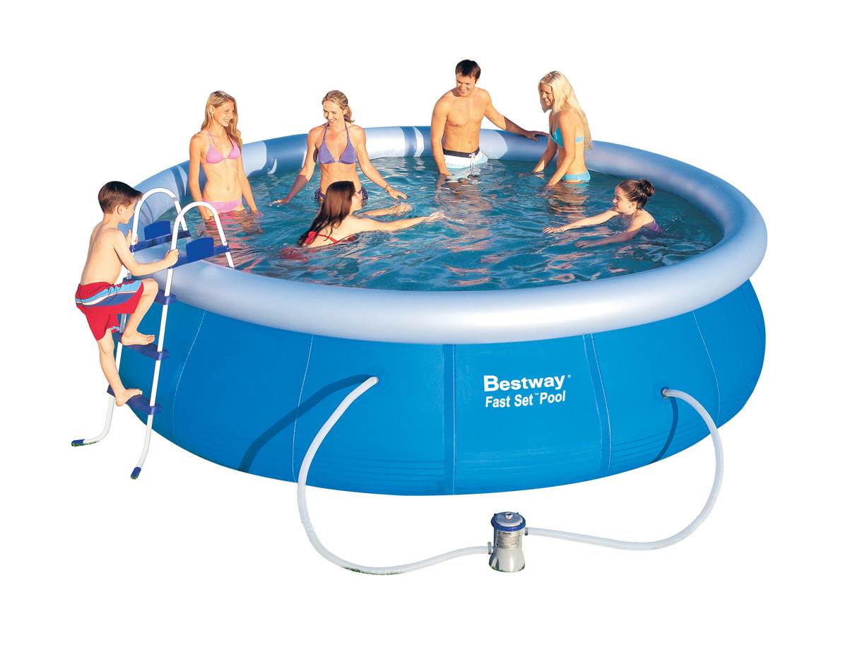 Bestway 15'x42" Fast Set Inflatable Above Ground Pool Set w/ 6 Filter Cartridges