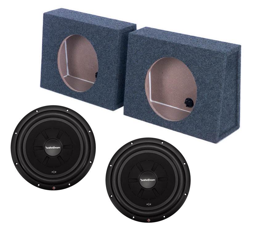 2) Rockford Fosgate R2SD2-12 12" 1000W Shallow Subwoofers + 2) Single Sealed Box