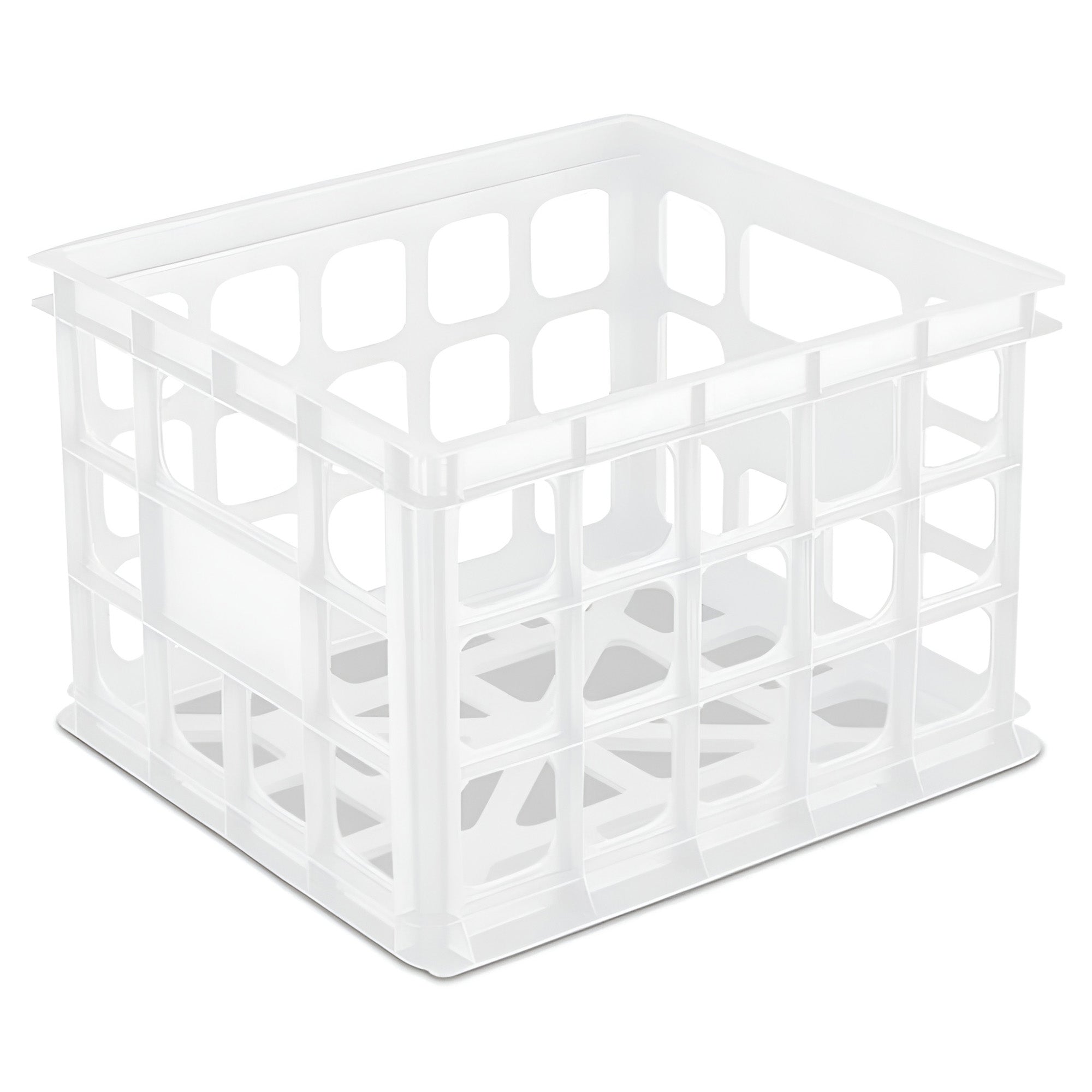 Sterilite Storage Crate, Stackable Plastic Bin Open Basket with Handles, 6 Pack