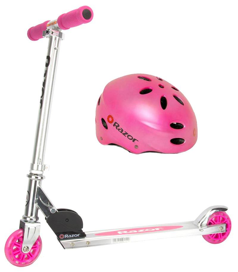 Razor A Foldable Girls Kick Push Scooter and Youth Helmet (Pink) | 13010067