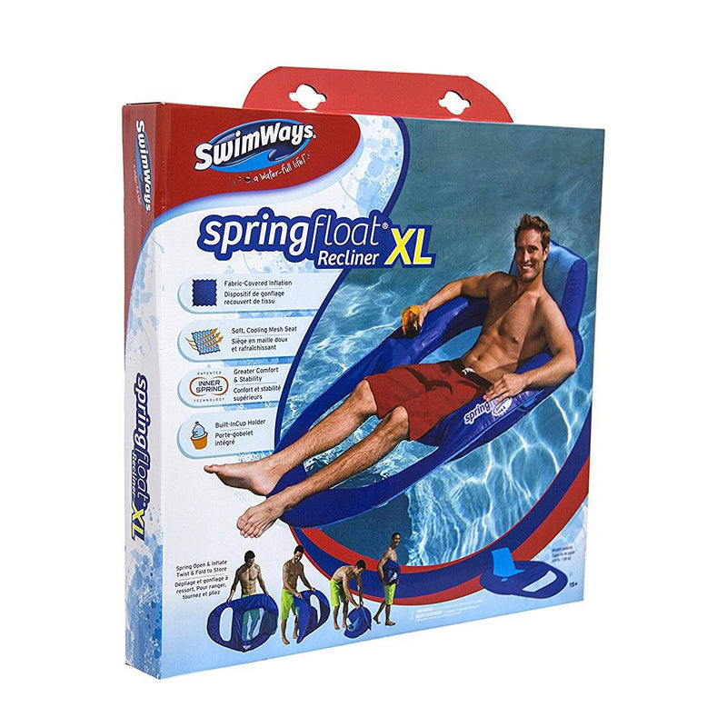 SwimWays Spring Float Recliner XL Floating Swimming Pool Lounge Chair (4 Pack) - VMInnovations