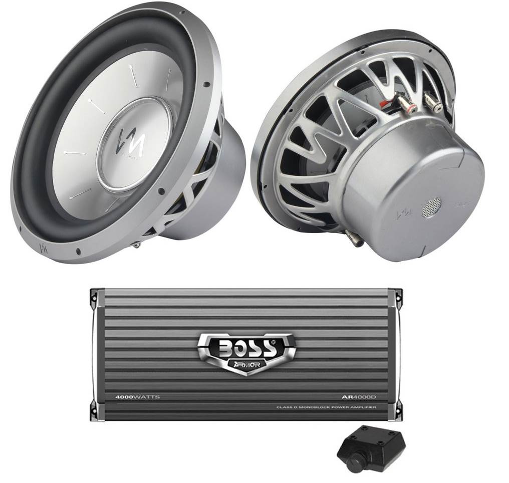 2) VM Audio EXW15 Elux 15" Car Subwoofer Subs 5200W + Boss Amp Mono Amplier