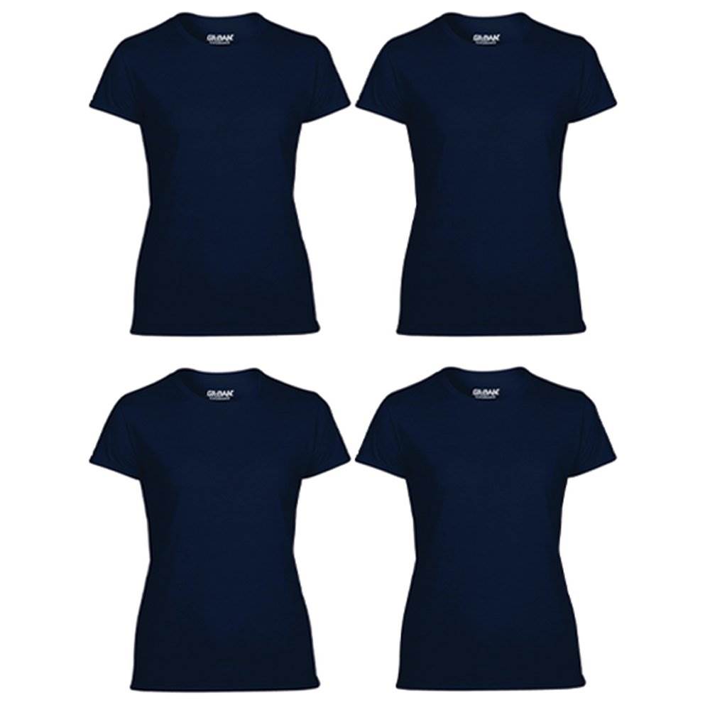 Gildan Missy Fit Women's Medium Adult Short Sleeve T-Shirt, Navy (4 Pack)