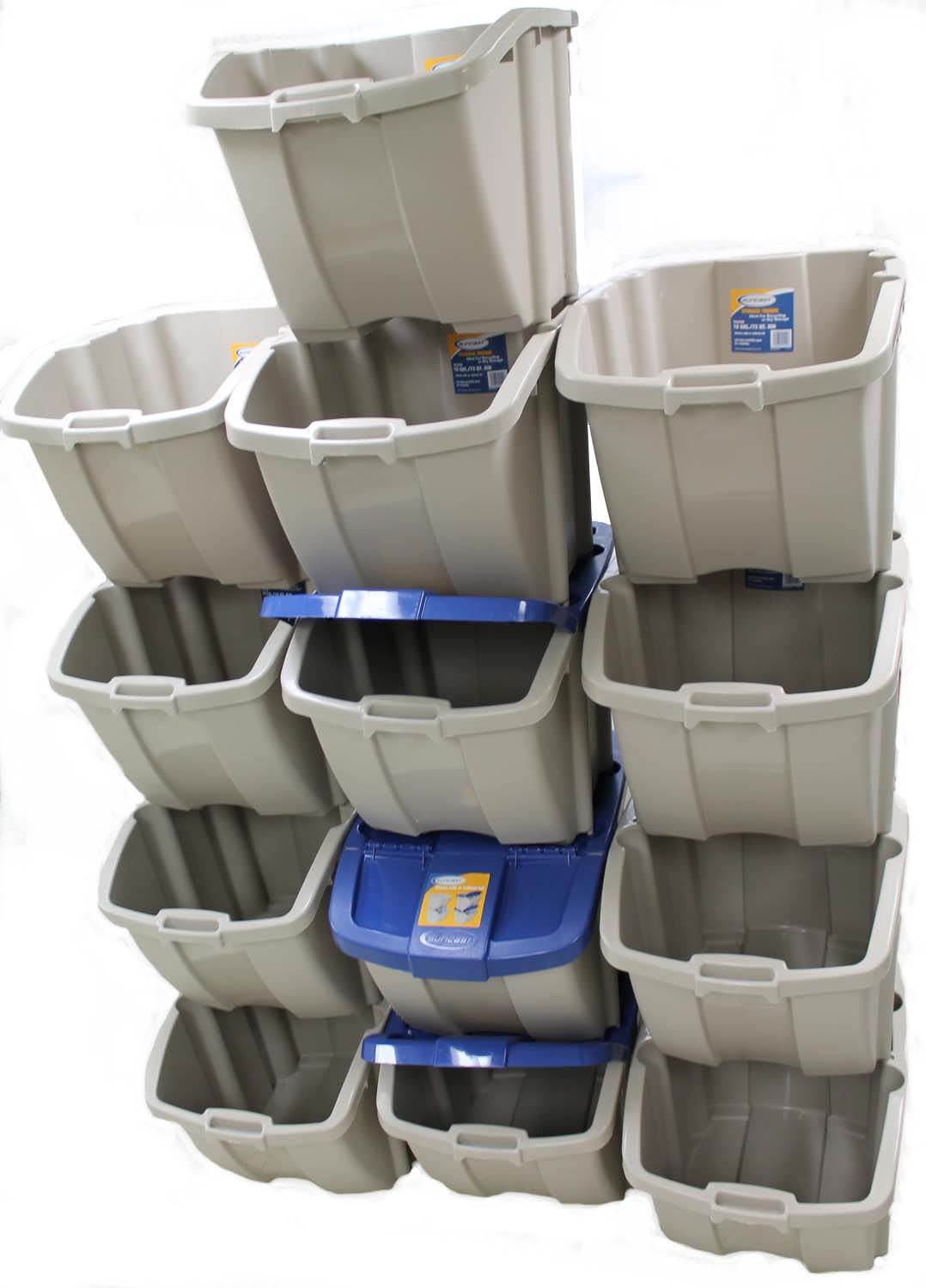 Suncast BH181812 Storage Trend 18 Gallon Stackable Recycling Bin, Taupe(13 Pack)