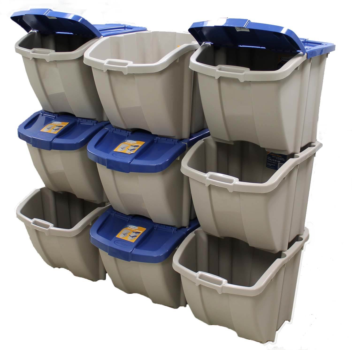 Suncast BH181812 Storage Trend 18 Gallon Stackable Recycling Bin, Taupe(13 Pack)