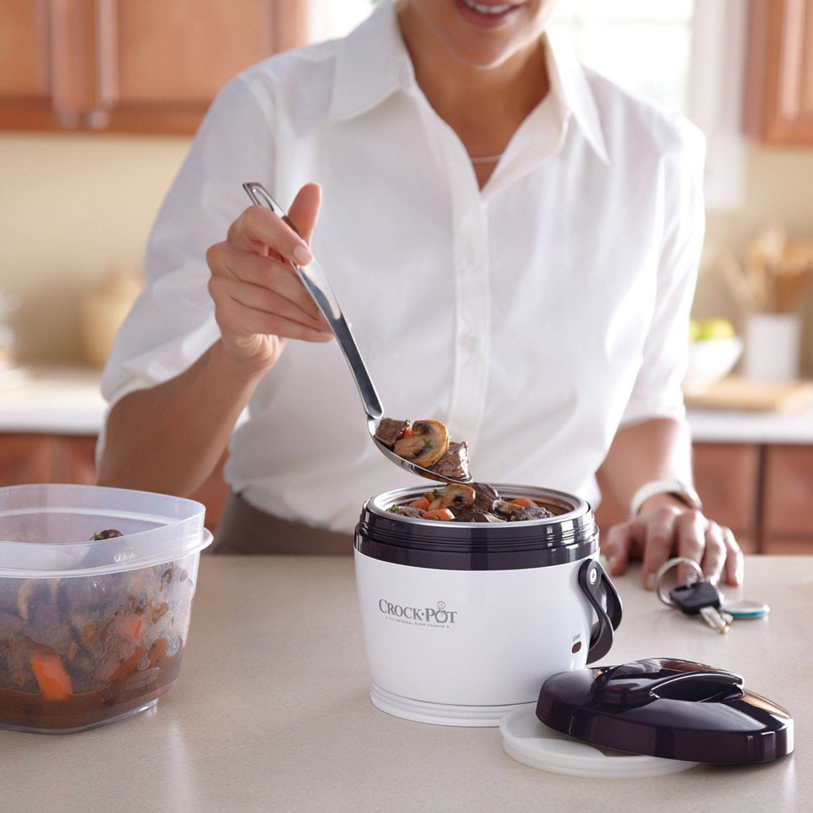 2) Crock-Pot SCCPLC200-G-NP Portable Lunch Crock Slow Cooker Food Warmers 20 oz.