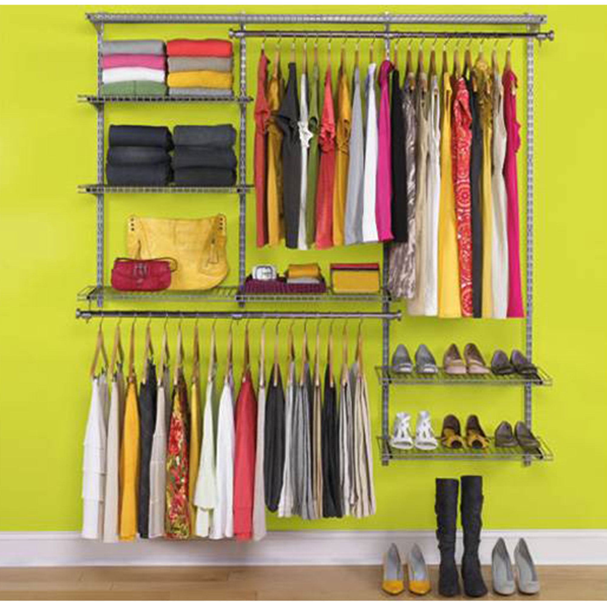 Rubbermaid Configurations 3-6 Ft Custom Closet Organizer Deluxe Kit, Titanium - VMInnovations