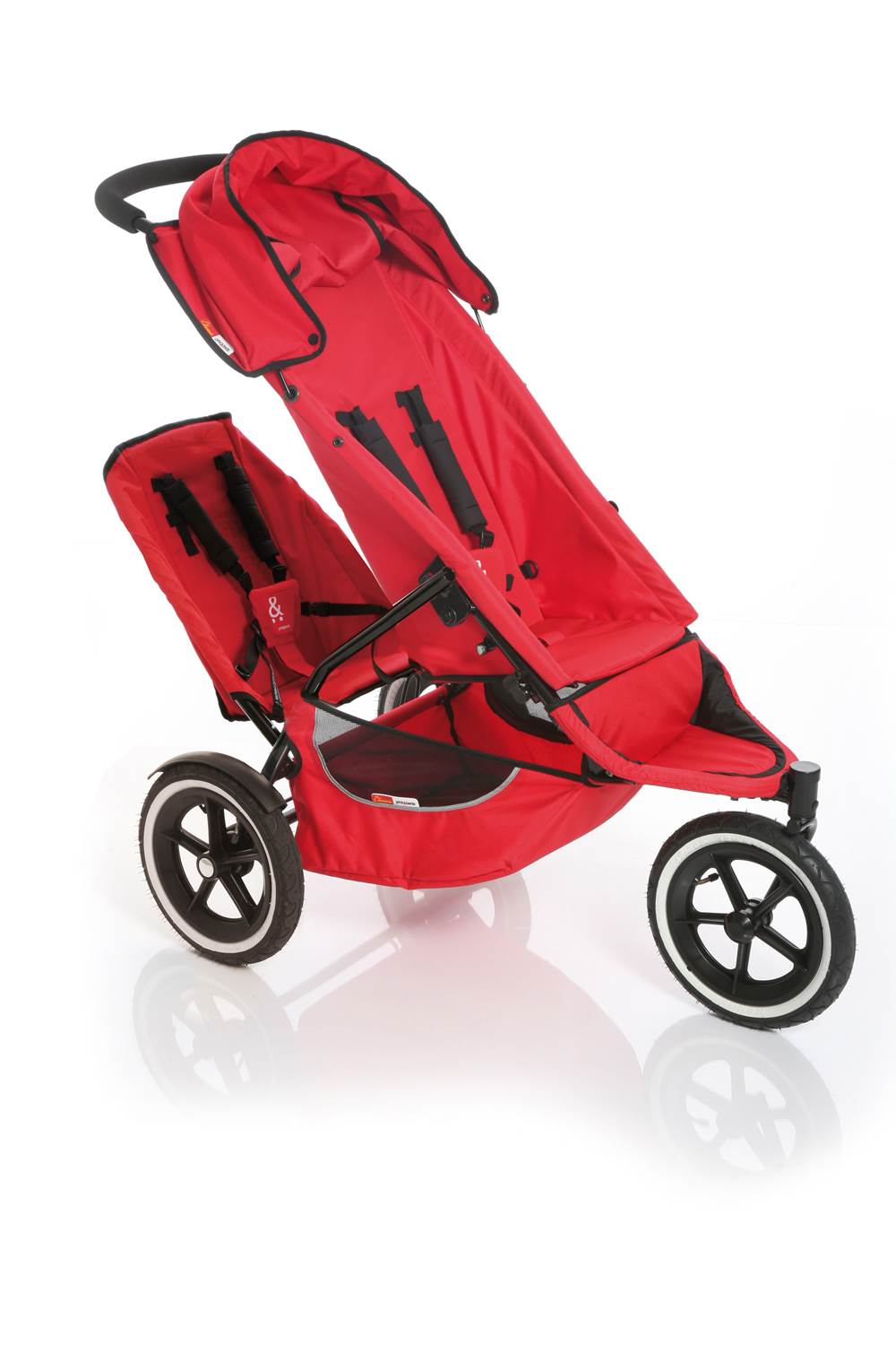 Phil & Teds Classic Inline Folding Baby Stroller w/ Double Seat - Red - Open Box